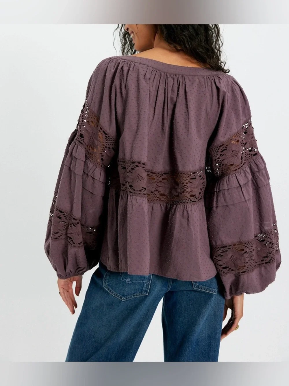 NWT Free People Elsie Blouse - rural ground brown - small